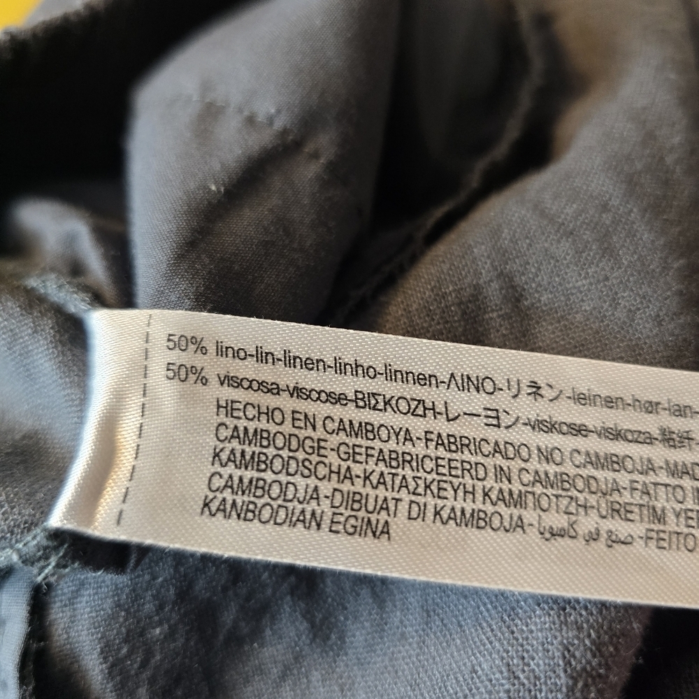 Zara Linen Blend Relaxed Tapered Leg Pull On Drawstring Pants Gray Size Small - Picture 11 of 11